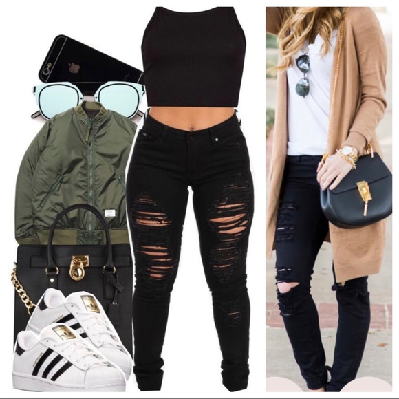 Best Fitting Black Distressed Skinny Jeans - Picture 5 of 5